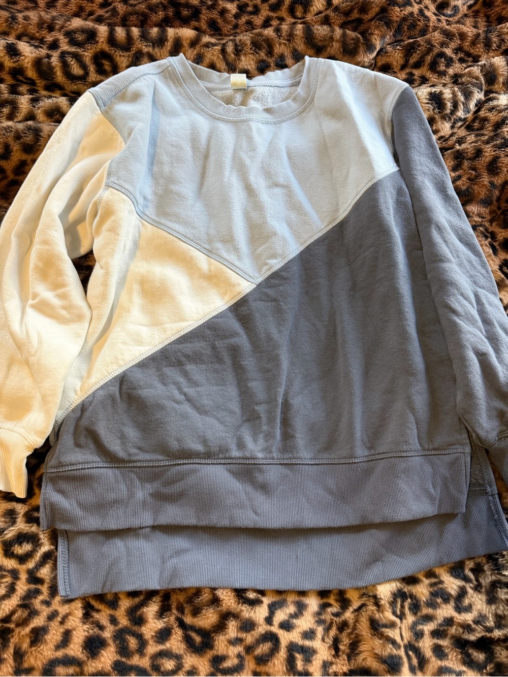 Colorblock Crewneck Sweatshirt - Blue, Gray & Cream